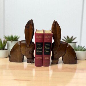 MCM Handcarved Wood Donkey Bookends 1942 Puerto Rico